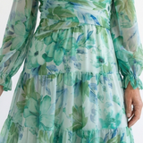 Althea | Rochie Maxi Florală cu Mânecă Lungă