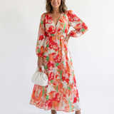 Althea | Rochie Maxi Florală cu Mânecă Lungă