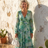 Althea | Rochie Maxi Florală cu Mânecă Lungă
