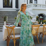 Althea | Rochie Maxi Florală cu Mânecă Lungă