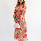 Althea | Rochie Maxi Florală cu Mânecă Lungă