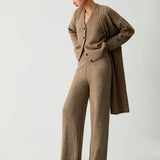 Cardigan lung din trei piese cu pantaloni casual