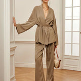 Set de Pantaloni Împăturiti cu Curea pentru Timp Liber