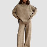 Set tricotat cu Galbener înalt și pantaloni