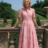 Xanthea | Rochie Maxi tip Cămașă, Florală, Texturată, cu Mânecă Scurtă și Curea