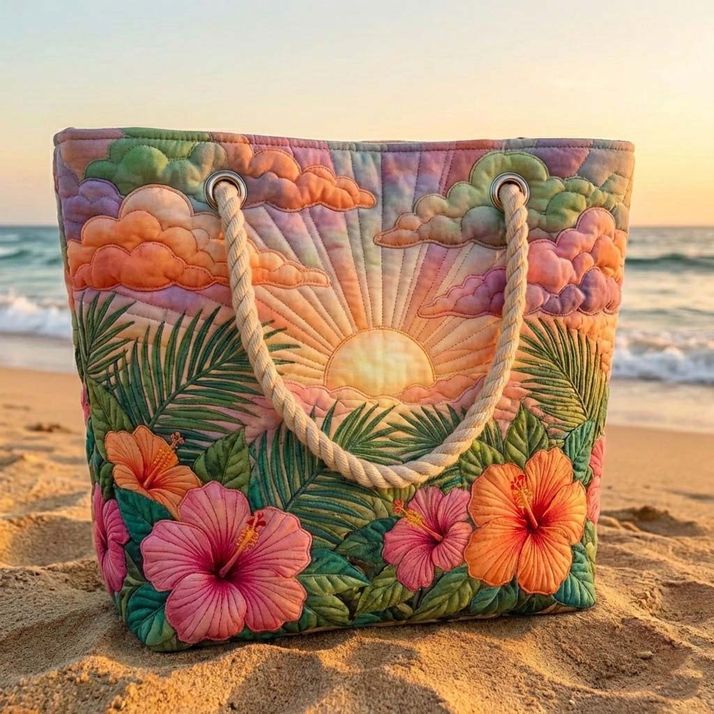 Răsărit Tropical Geantă de Plajă Matlasată