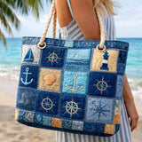 Matlasată Blue Nautical Geantă de Plajă