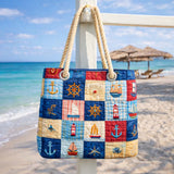 Matlasată Marine Patchwork Geantă de Plajă