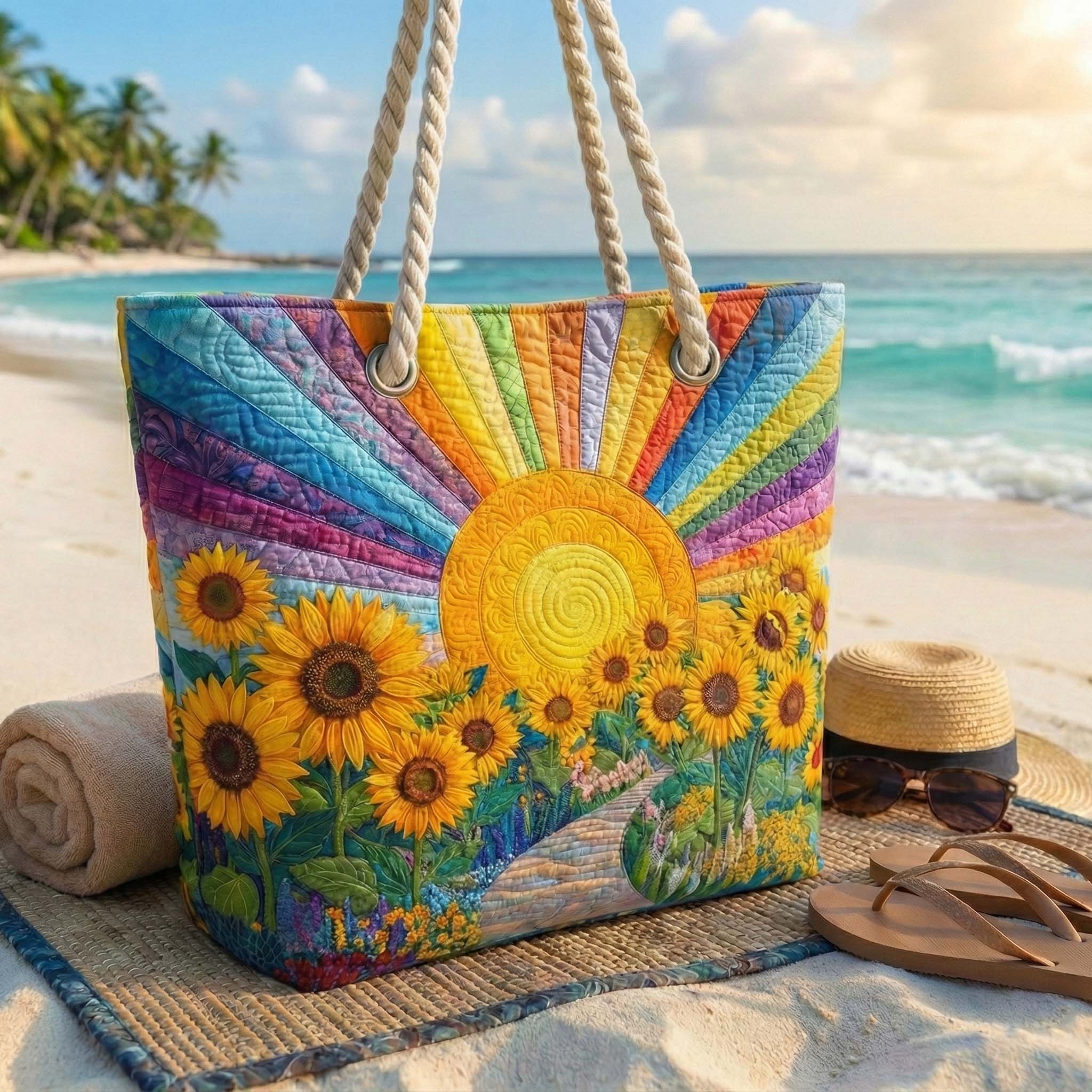Matlasată Rainbow Sun Geantă de Plajă