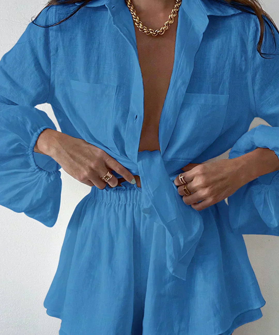 Set de pantaloni scurți din două piese, căptușit dublu, Egean