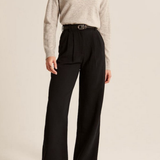 Pantaloni Casual Cu Talie Înaltă și Croi Larg