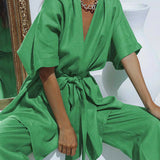 Set de pantaloni cu design oversized, legat în talie