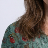 Marina | Rochie Maxi Florală cu Decolteu în V și Mânecă Trei Pătrimi