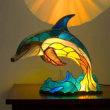 Marin – Lampă Dauphin Magică din Sticlă Colorată