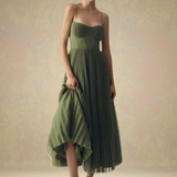 Jasira – Rochie de Damă Plisată Midi Elegantă Romantică