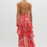 Faye – Rochie Midi de Damă Elegantă cu Volane și Spate Deschis