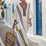 Noemi | Rochie maxi cu decolteu în V, mâneci 3/4 și buzunare