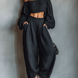 Tess™ - Set off-shoulder cu pantaloni largi