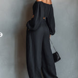 Tess™ - Set off-shoulder cu pantaloni largi