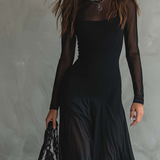 Mădălina | Rochie Maxi Loose-fit din Tulle Negru