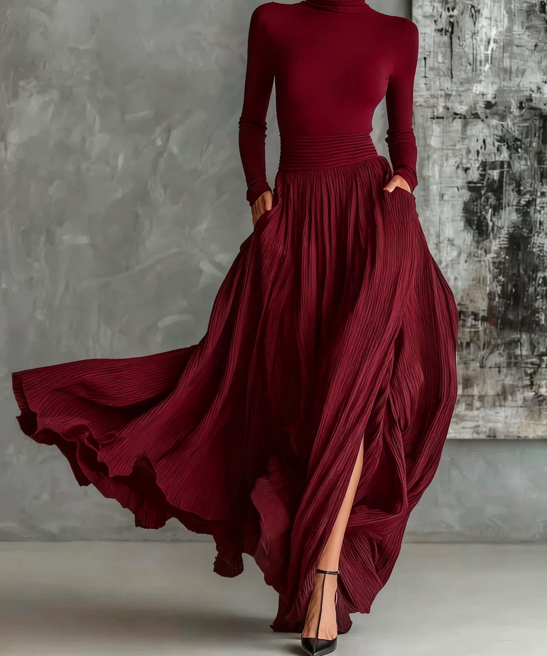 Eva™ - Set elegant cu fustă plisată