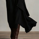 Doina | Rochie maxi plisată asimetrică cu guler înalt