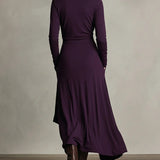 Doina | Rochie maxi plisată asimetrică cu guler înalt