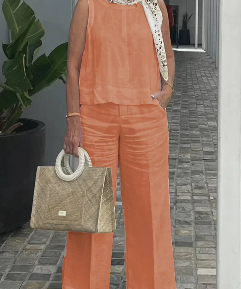 ZURI – COSTUM FĂRĂ MÂNECI DIN BUMBAC ȘI IN