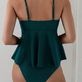 Coco | Set de tankini cu peplum care acoperă abdomenul