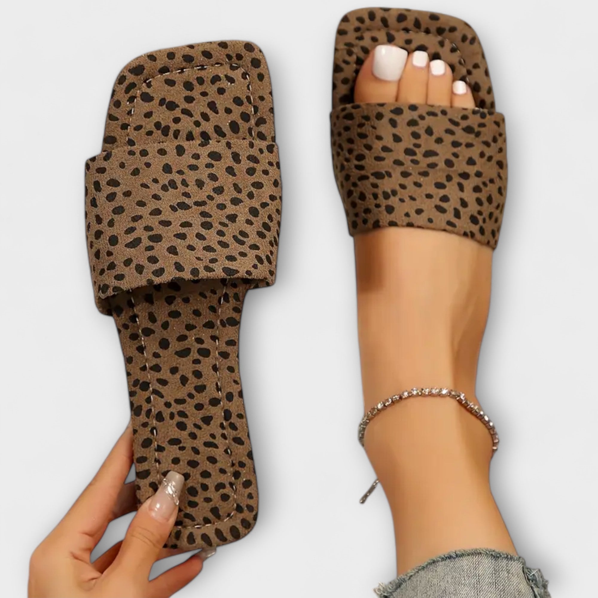 Yasmina - Mocasinii plat cu imprimeu leopard