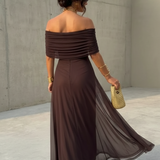 Uma – Rochie Lungă Fluidă cu Design Elegant