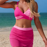 Vivian | Costum de baie din două piese cu fustă în culori bloc