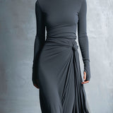 Ilinca | Rochie maxi cu nod lateral