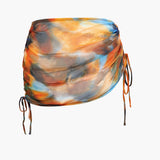 Siena | Set costum de baie cu croială încrucișată și pareo cu acuarelă