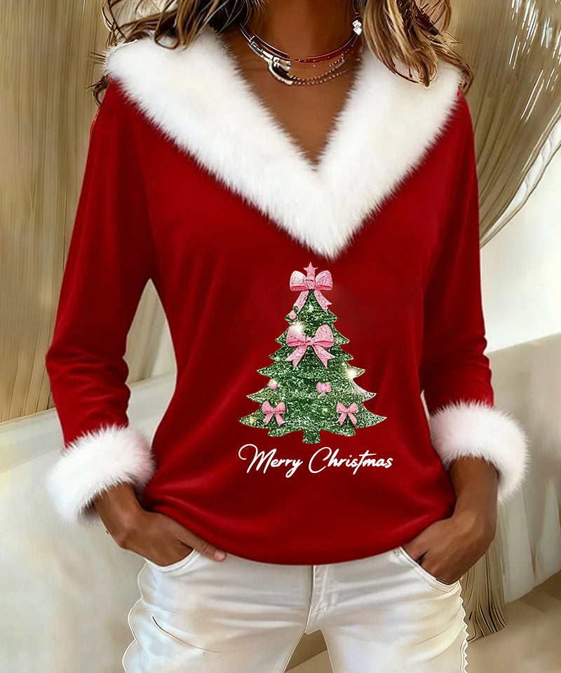 Anavelle - Top Casual Elegant cu Bordură din Blană