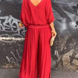 ESMERALDA – SET DIN DOUĂ PIESE CU PANTALONI LARGI DIN CHIFFON ELEGANT