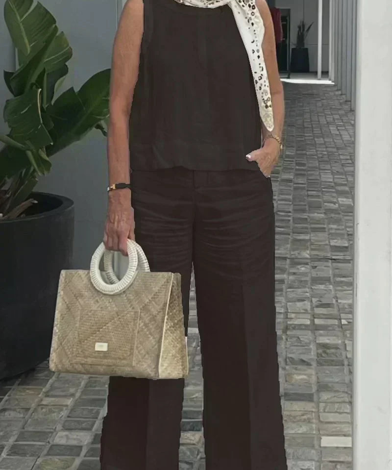 ZURI – COSTUM FĂRĂ MÂNECI DIN BUMBAC ȘI IN