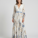 Lavinia | Rochie Maxi Florală cu Decolteu în V și Mânecă Lungă