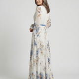 Lavinia | Rochie Maxi Florală cu Decolteu în V și Mânecă Lungă