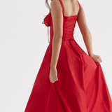 Vivienne – Rochie Midi de Damă cu Corset Romantic Bleumarin