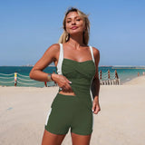 Cobalto | Set de tankini cu pantaloni scurți de baie plisati