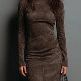 Susana | Rochie midi lungă maro