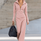 Valeria – Rochie maxi sport retro elegantă cu decolteu în V și fermoar