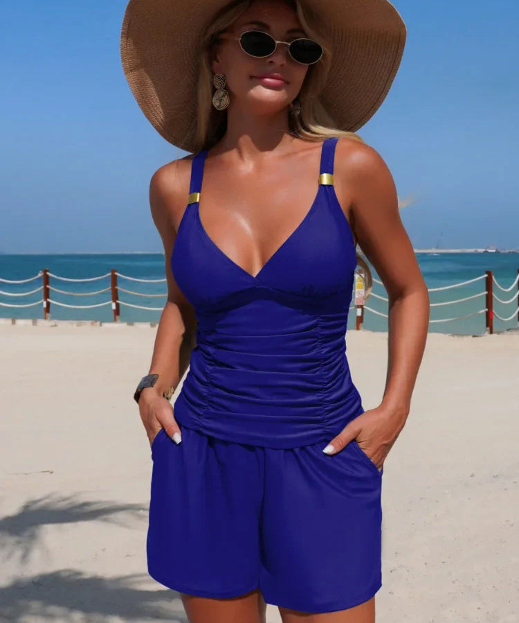 Harper | Set de tankini plisat cu buzunare