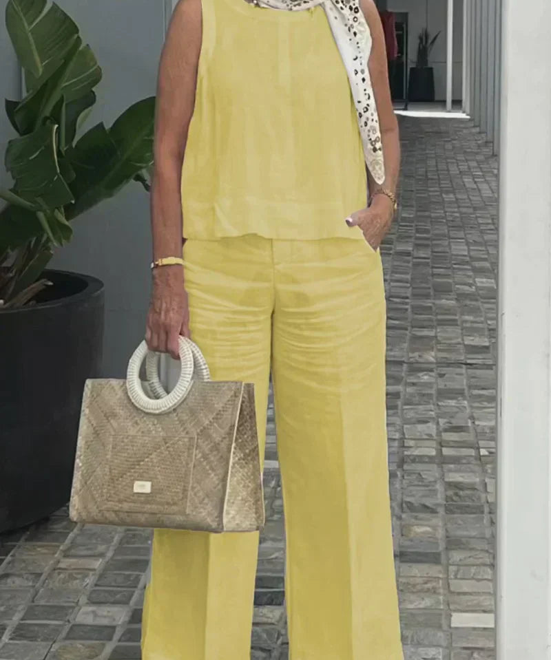 ZURI – COSTUM FĂRĂ MÂNECI DIN BUMBAC ȘI IN