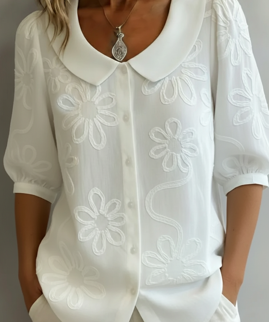 Isadora | Cămașă Vintage cu Guler Peter Pan