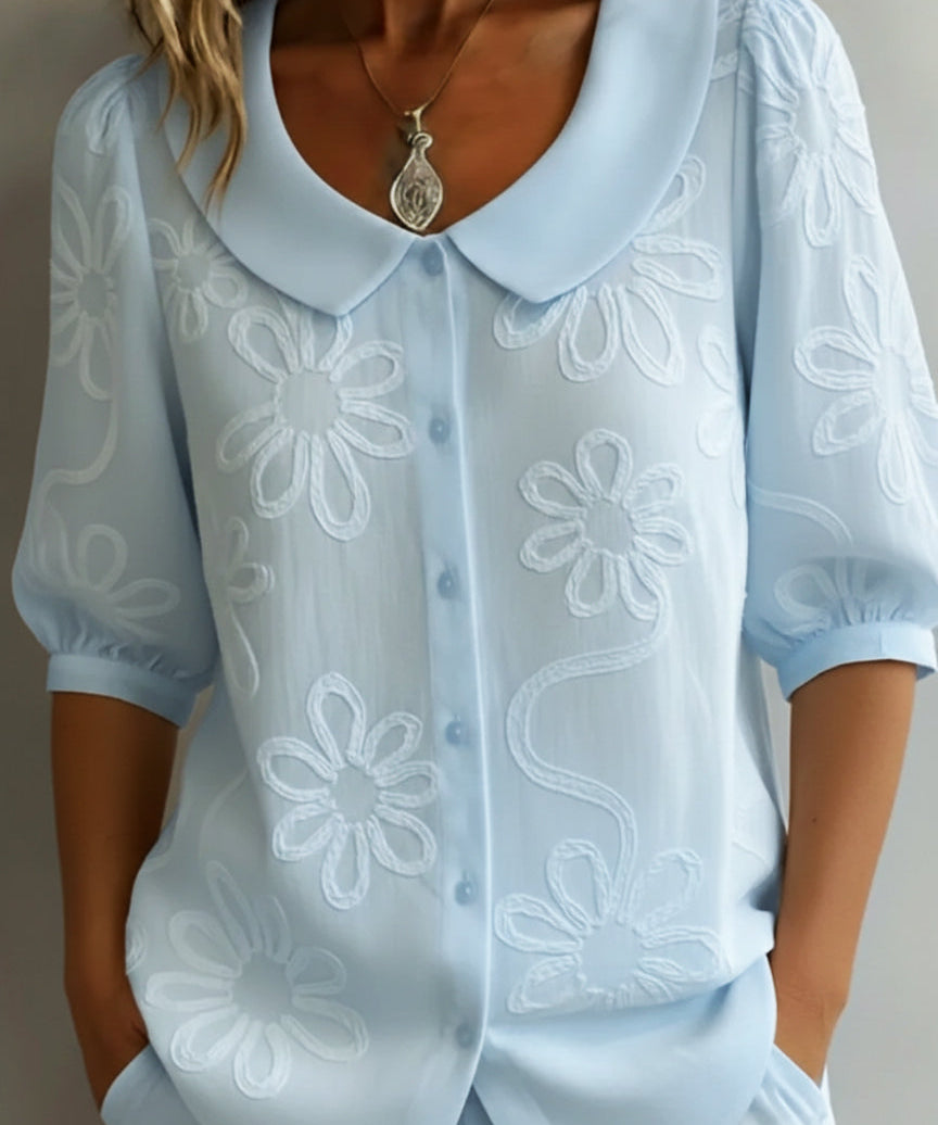 Isadora | Cămașă Vintage cu Guler Peter Pan