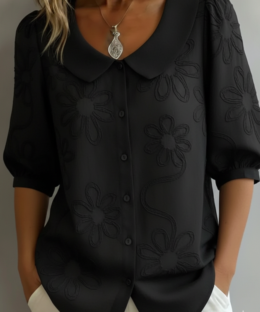 Isadora | Cămașă Vintage cu Guler Peter Pan