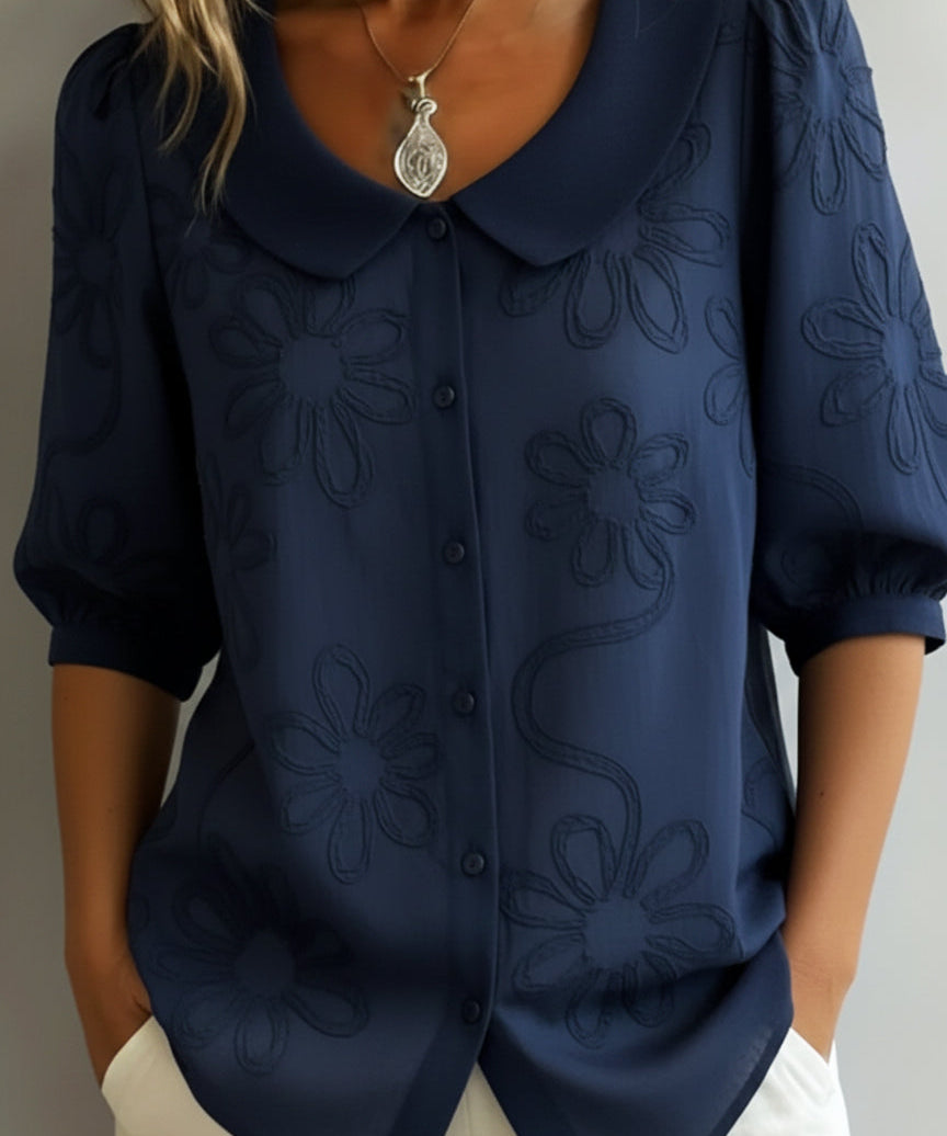 Isadora | Cămașă Vintage cu Guler Peter Pan