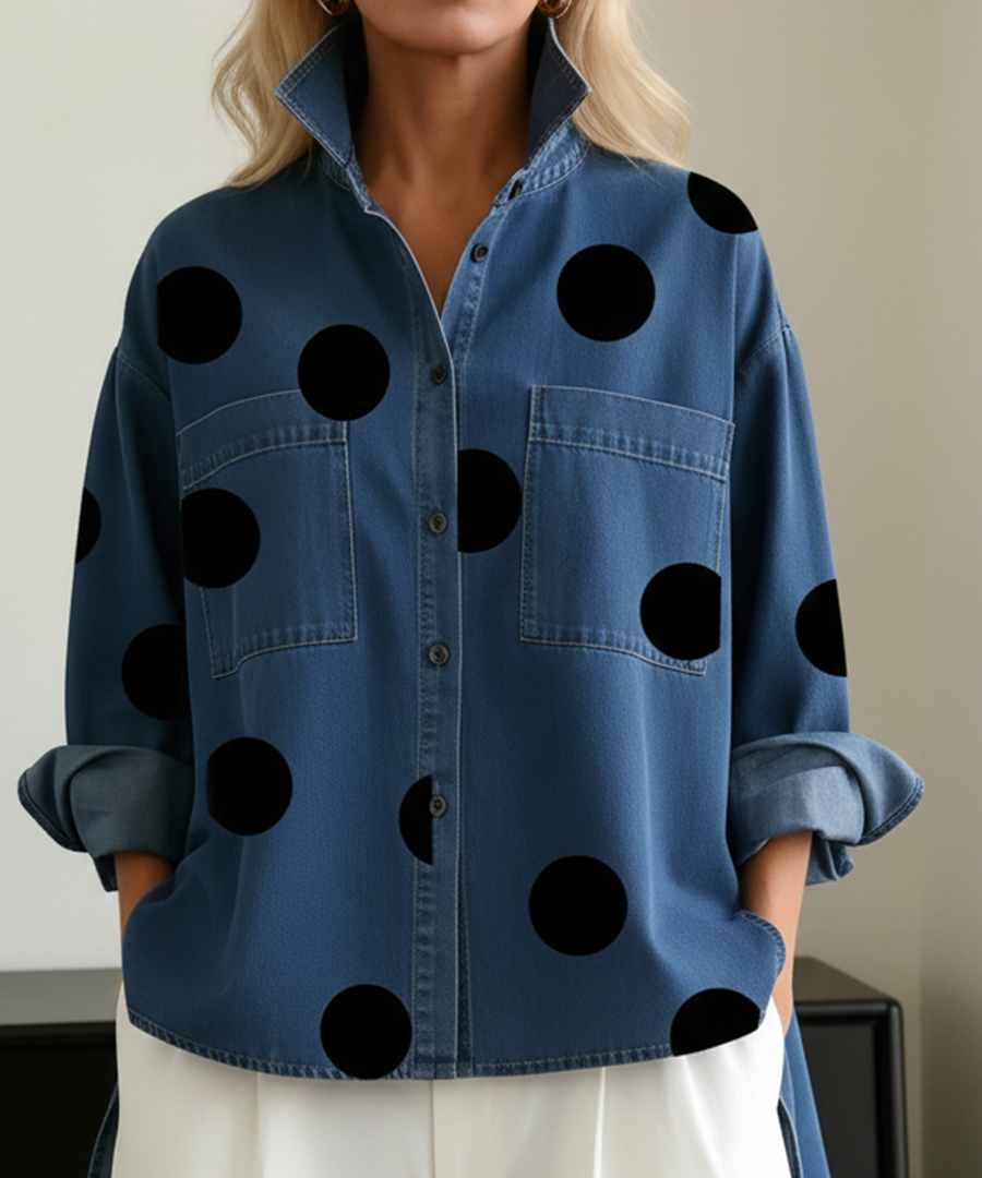 Selena | Cămașă Denim cu Buline